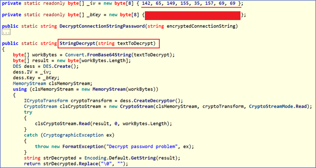 Функция расшифровки пароля для подключения к базе данных (файл Star.Wpf.Controls.dll)