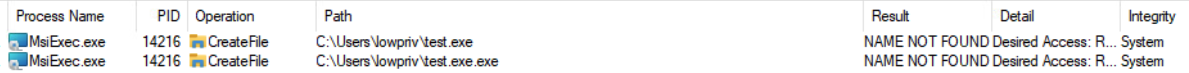 NAME NOT FOUND event for the lowpriv user