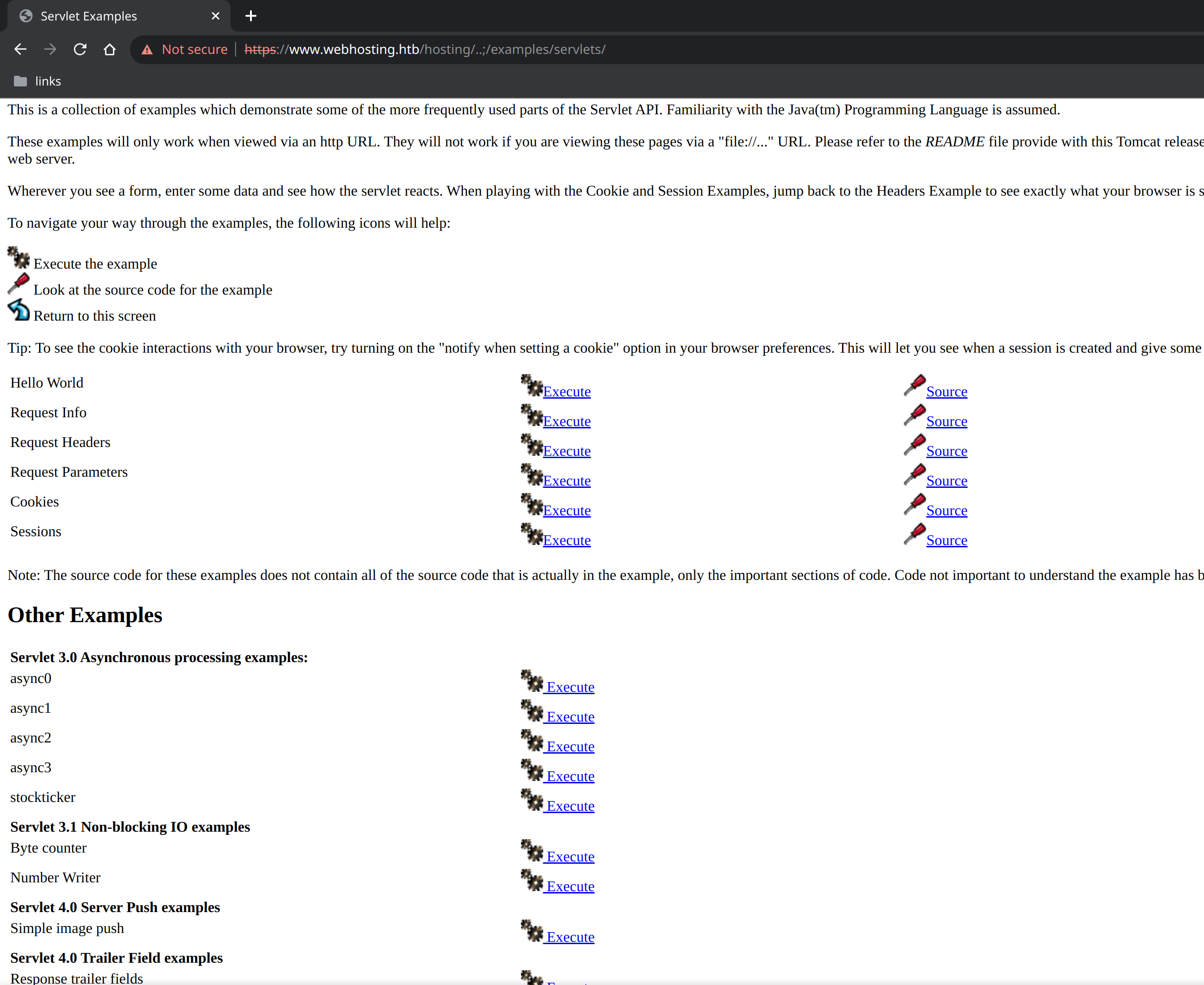 Страница Servlet Examples