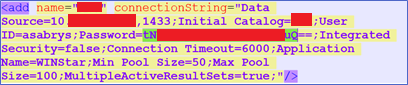 Параметры подключения к базе данных в star.exe.config