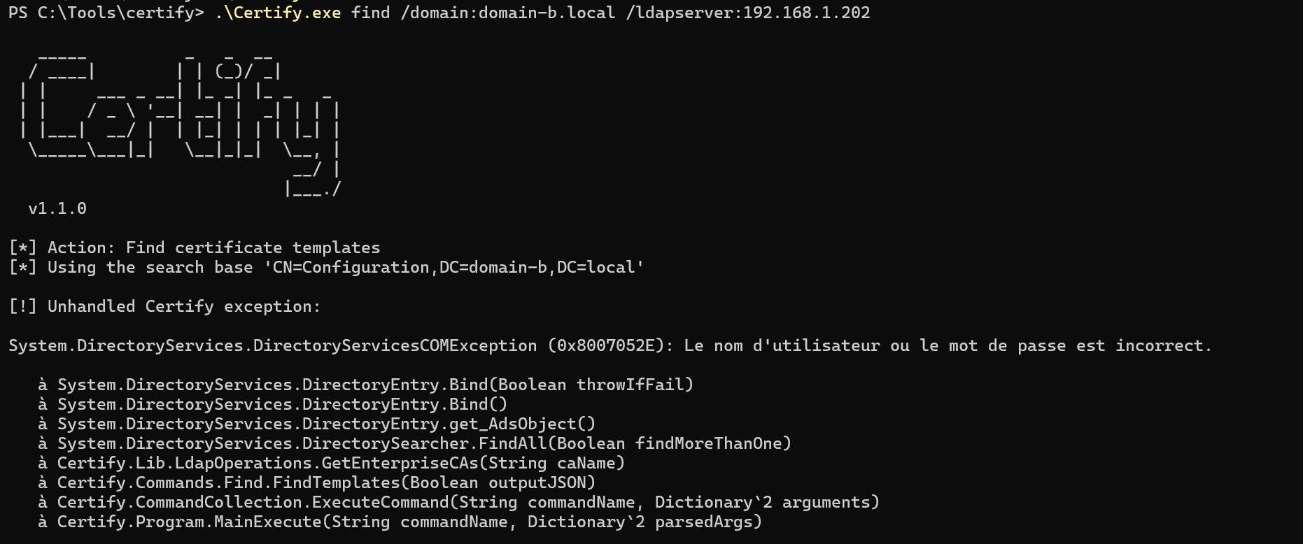 Certify Error Case1