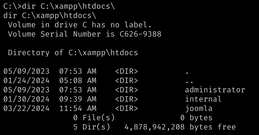 Содержимое каталога C:\xampp\htdocs