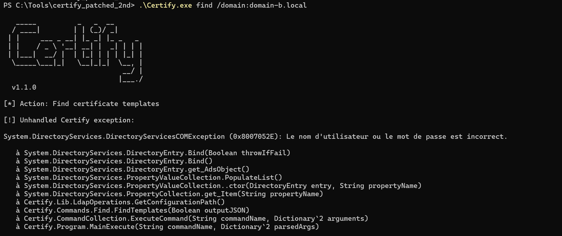 Certify Error Case2 LDAP