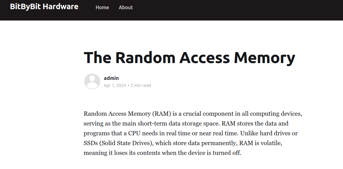 Содержимое страницы The Random Access Memory