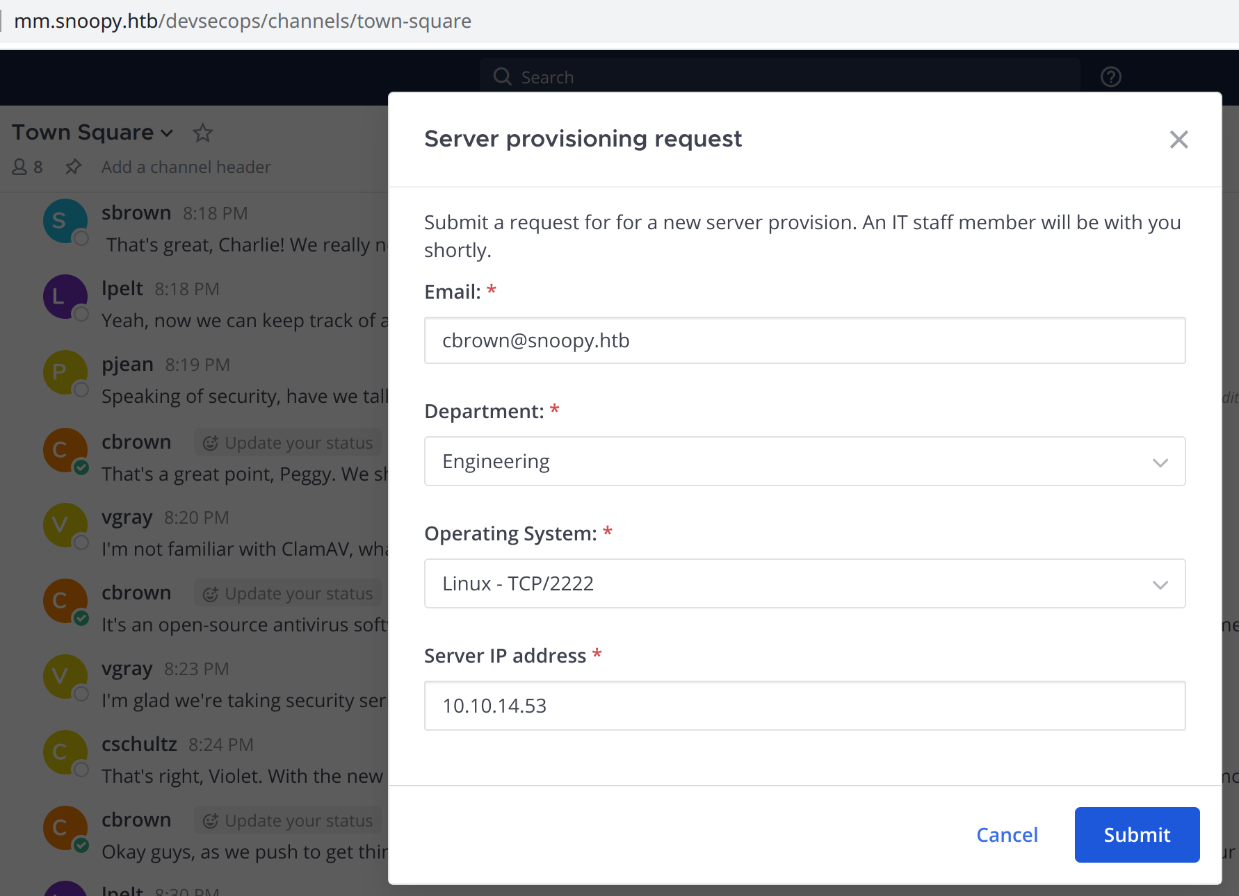 Форма запроса server_provision