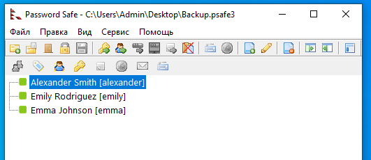 Содержимое базы