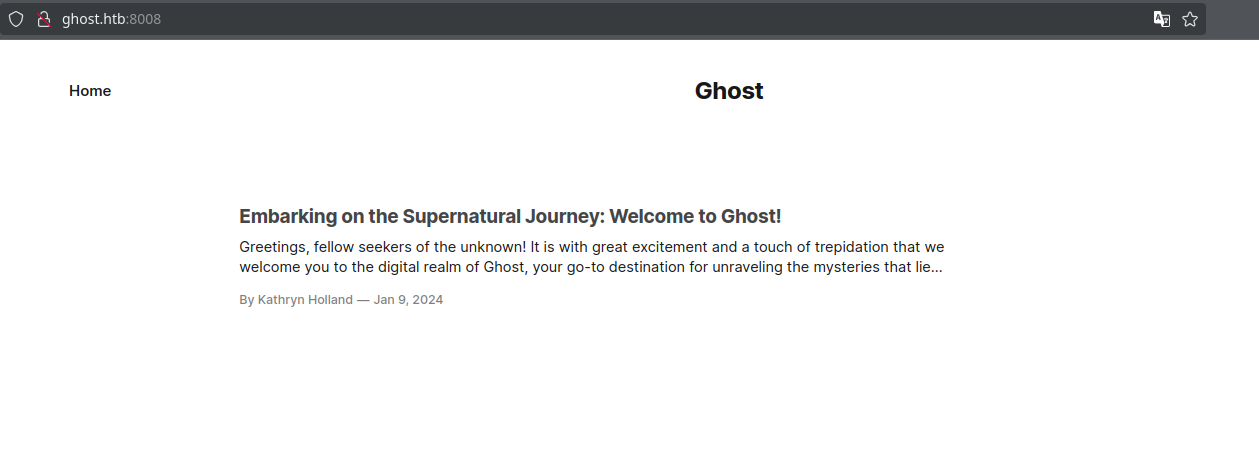 Главная страница ghost.htb:8008
