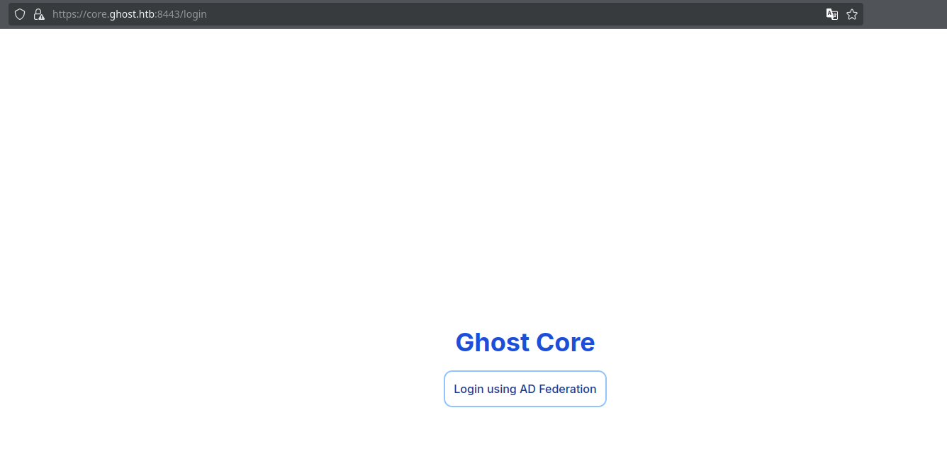 Главная страница сайта core.ghost.htb