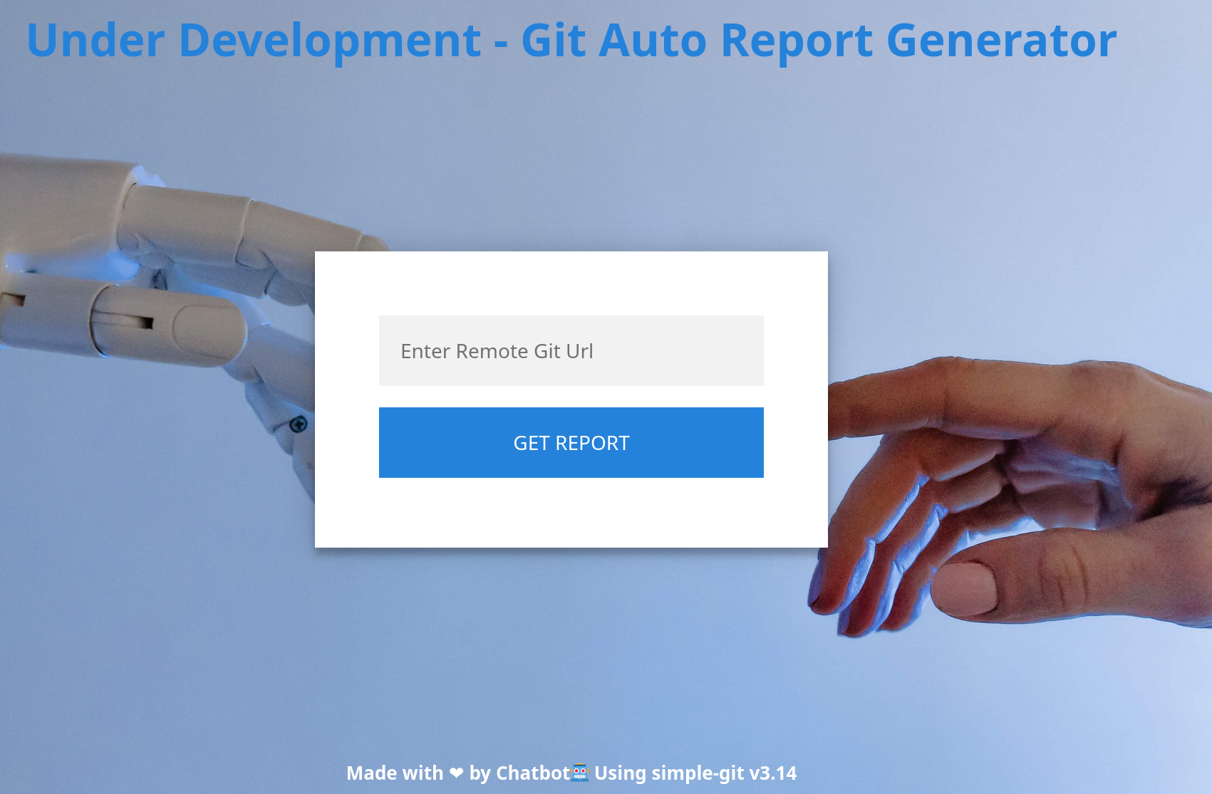 Главная страница dev-git-auto-update.chatbot.htb