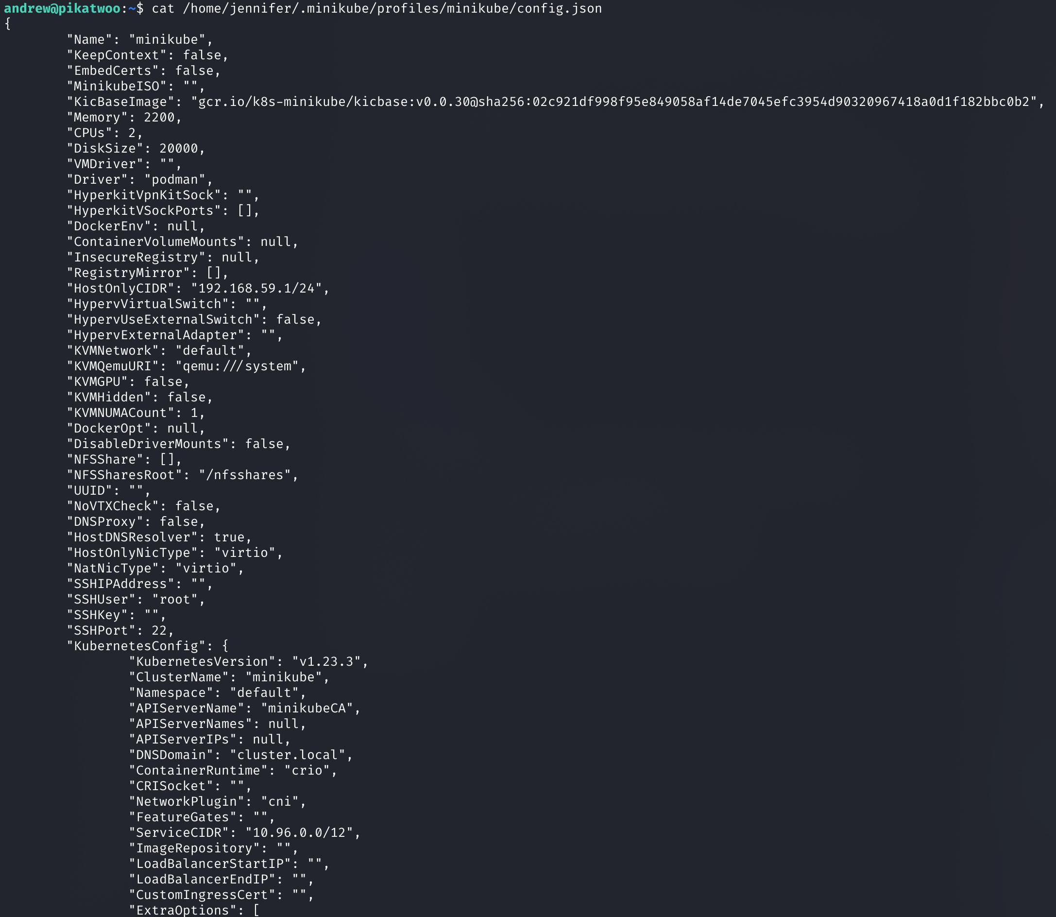 Конфигурации minikube