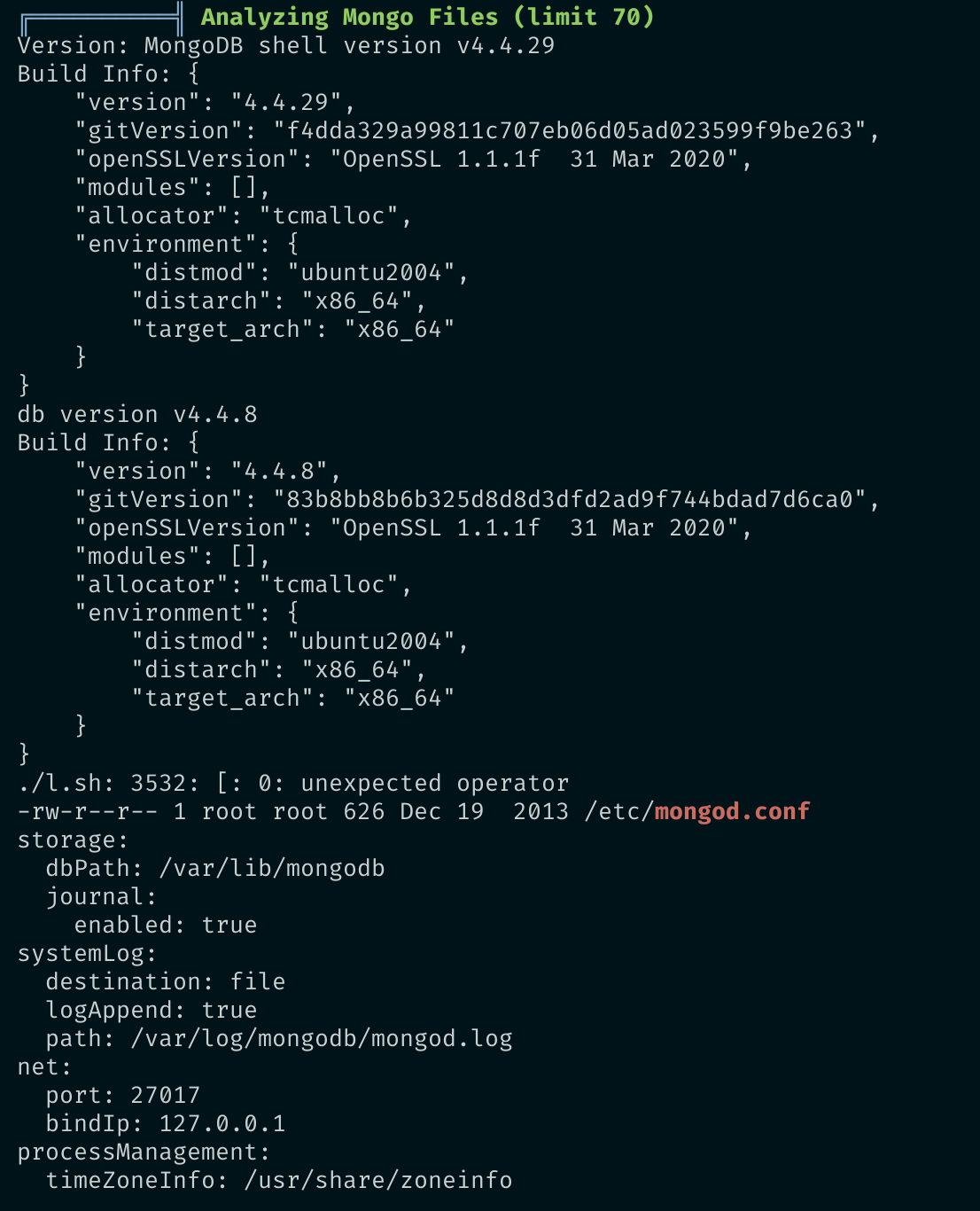 Содержимое файлов MongoDB