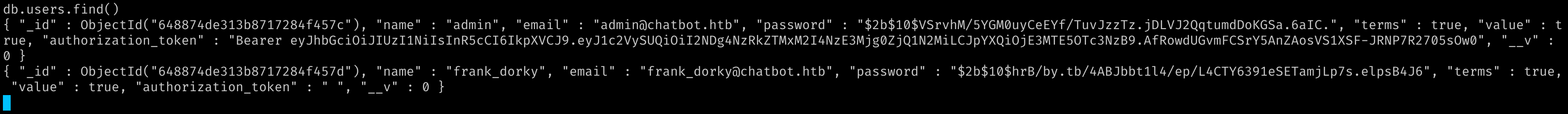 Данные из коллекции users