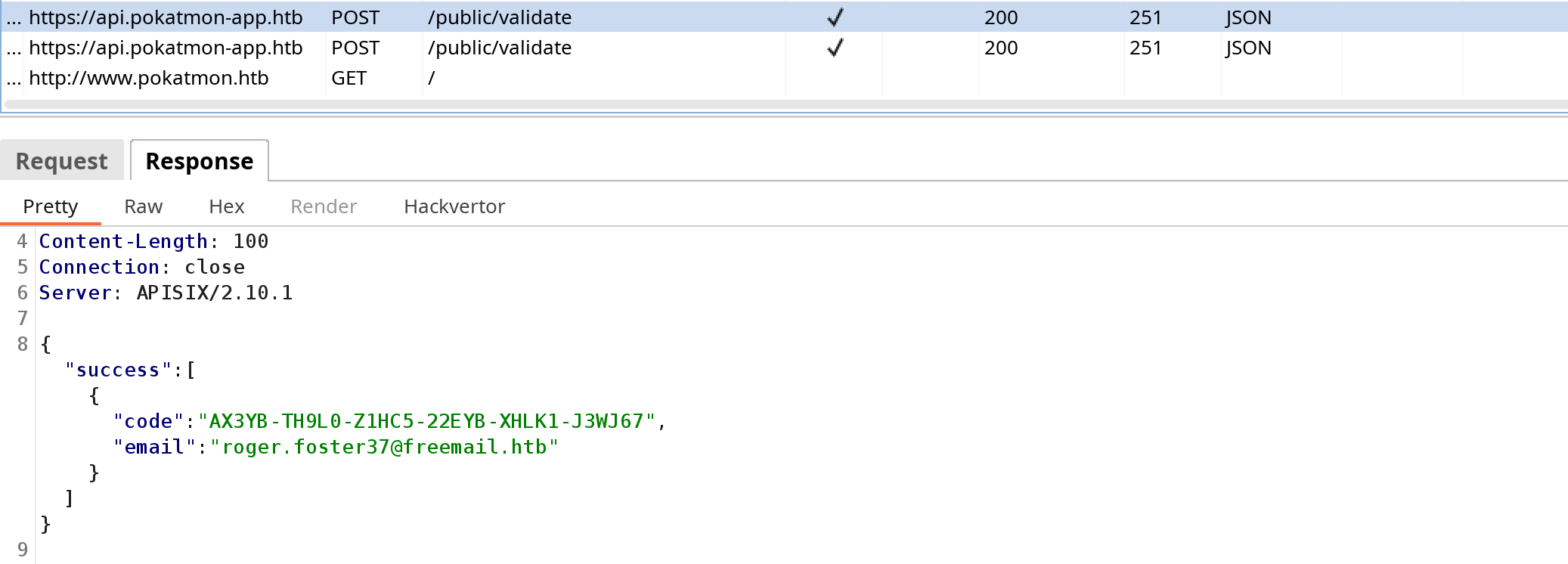 Ответ в Burp Proxy