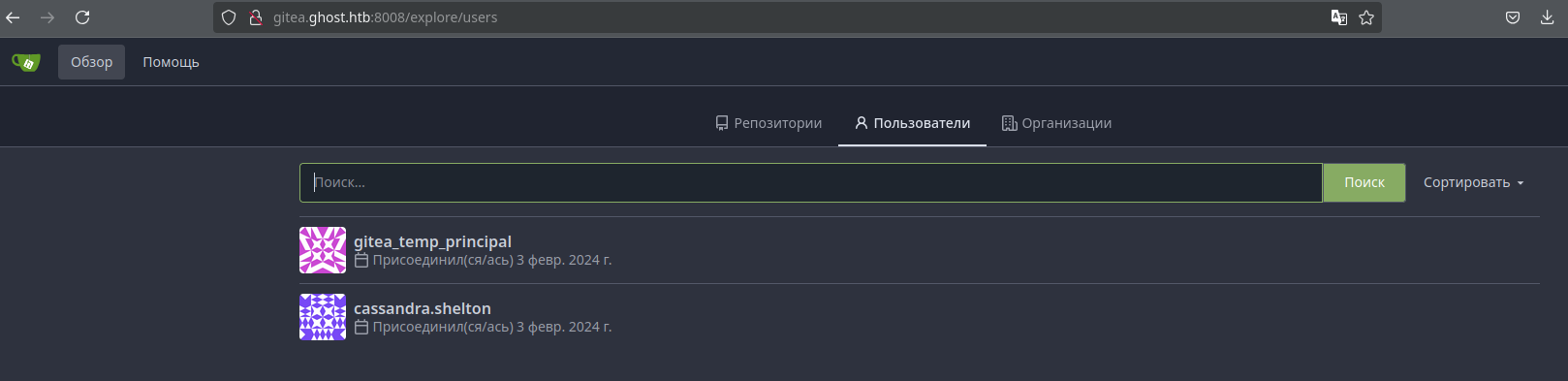 Пользователи Gitea