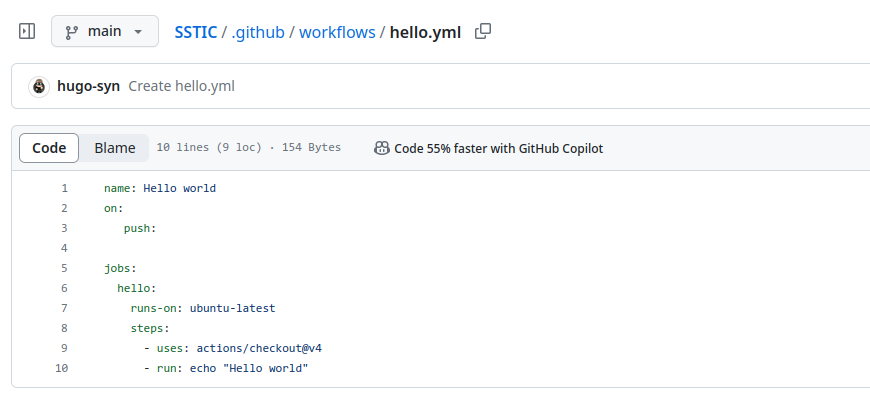 Hello world workflow.