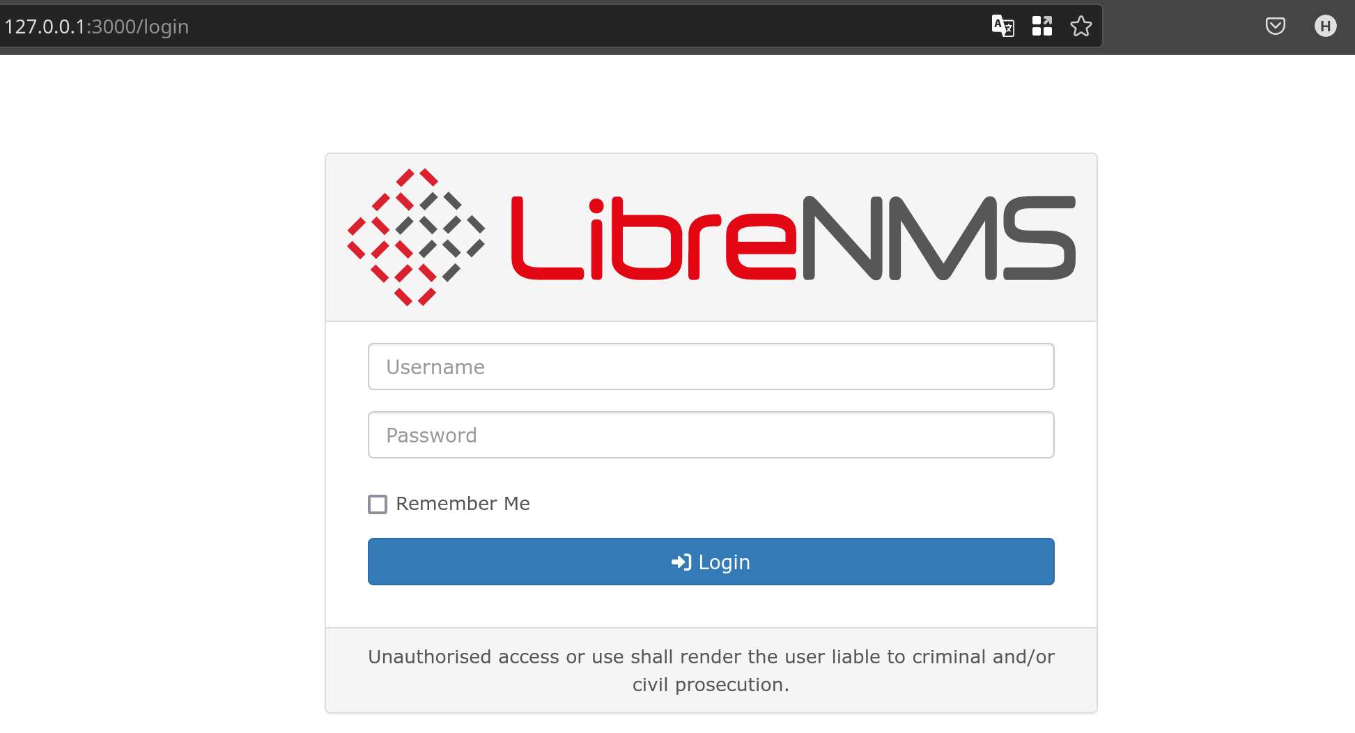 Форма авторизации LibreNMS