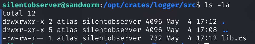 Содержимое каталога /opt/crates/logger/src
