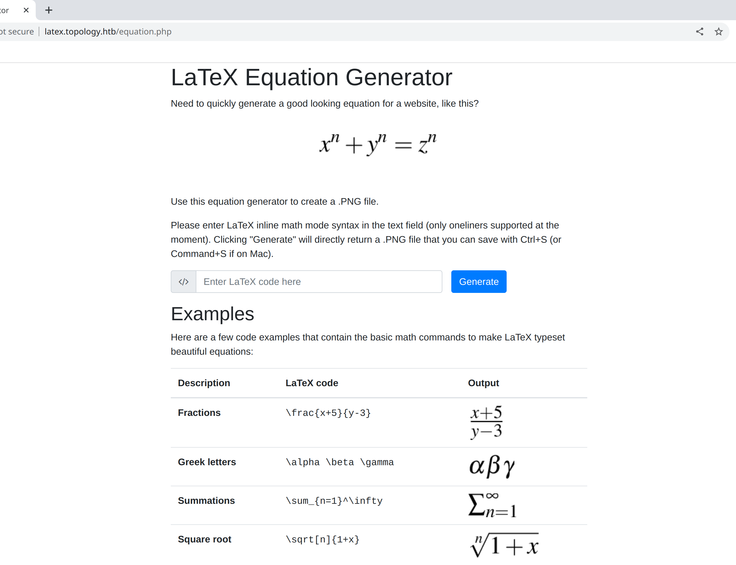 Главная страница latex.topology.htb