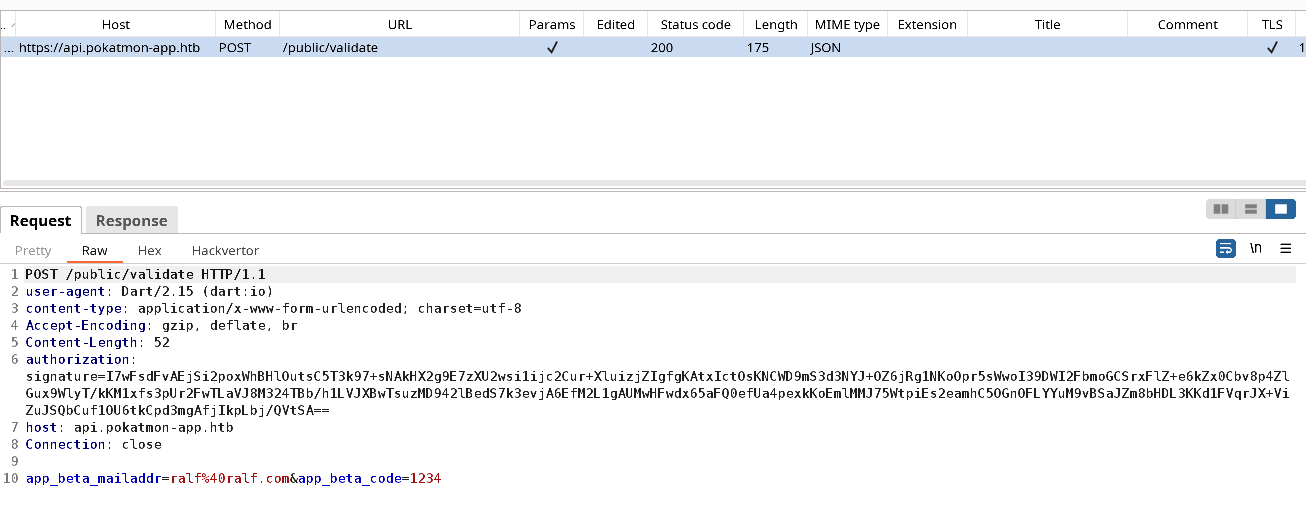 Запросы в Burp Proxy