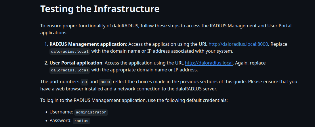Справка Testing the Infrastructure