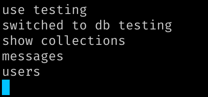 Коллекции в базе testing