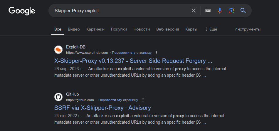 Поиск эксплоитов в Google