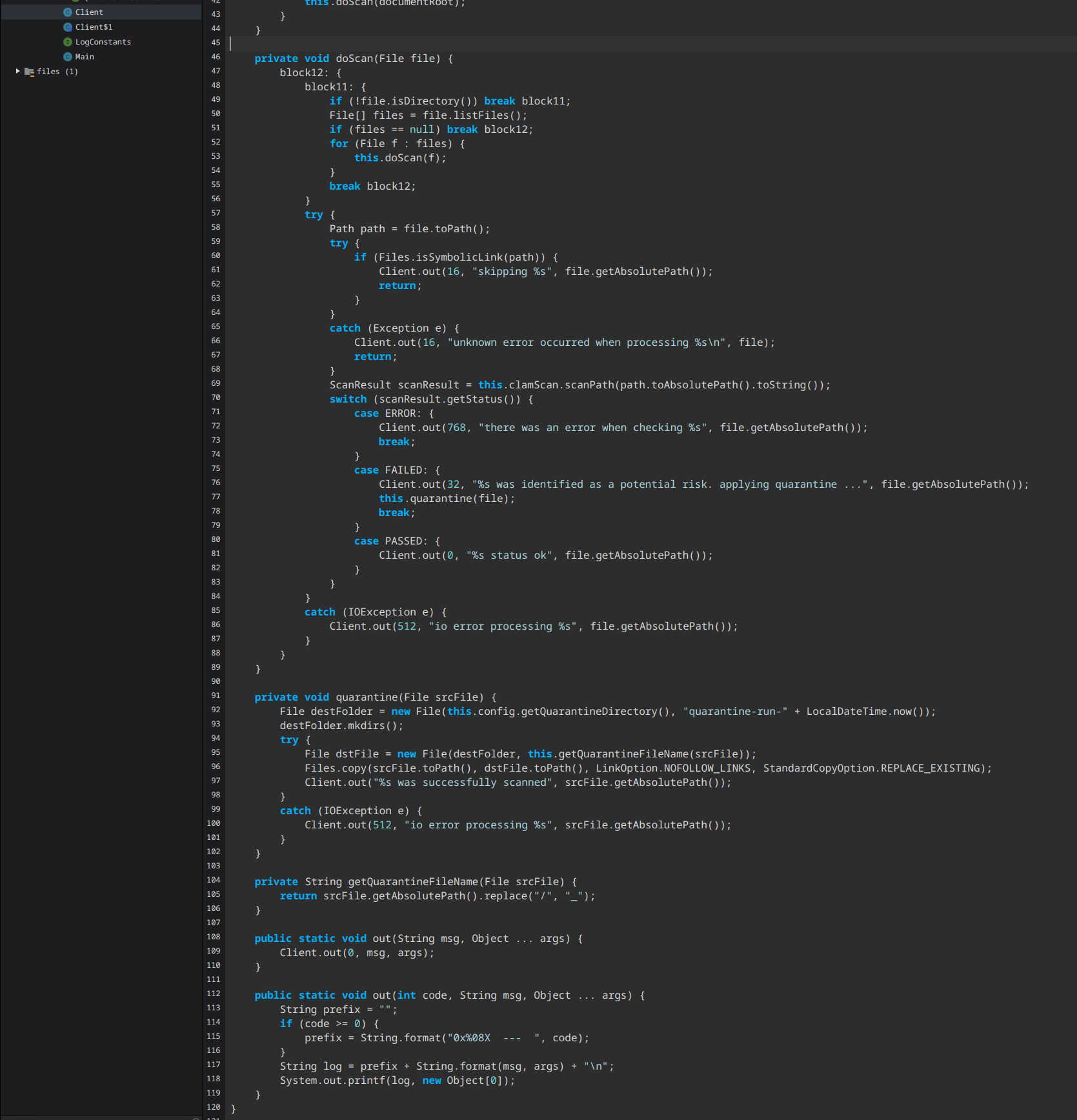 Исходный код класса Client (продолжение)