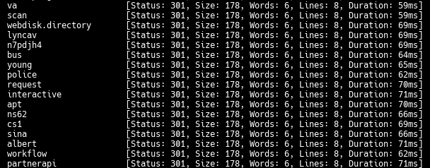 Результат сканирования поддоменов
