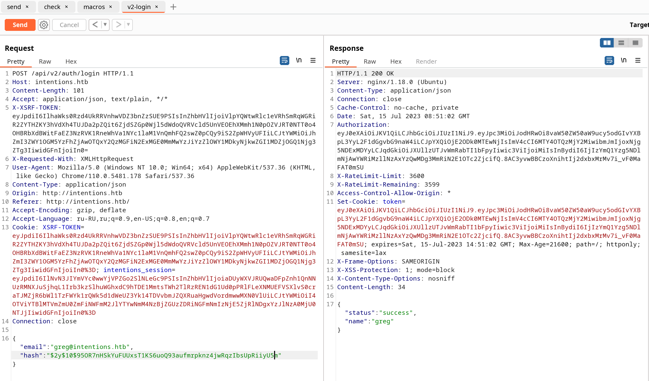 Запрос к API /api/v2/auth/login