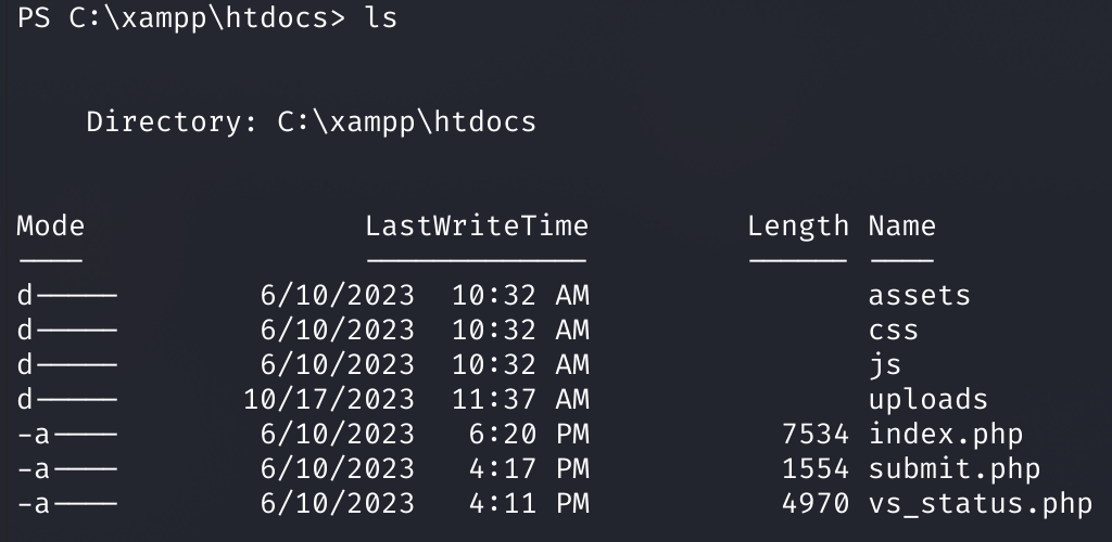 Содержимое каталога C:\xampp\htdocs