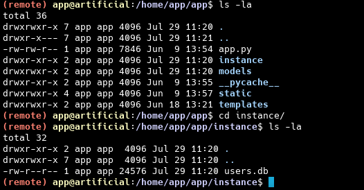 Содержимое каталога instance