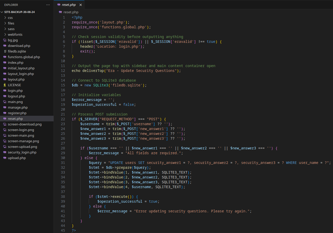 Содержимое файла reset.php