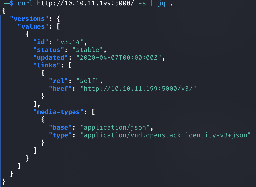 Информация о сервисе Keystone OpenStack
