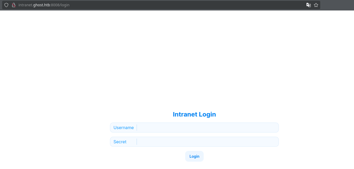 Страница авторизации Intranet Login