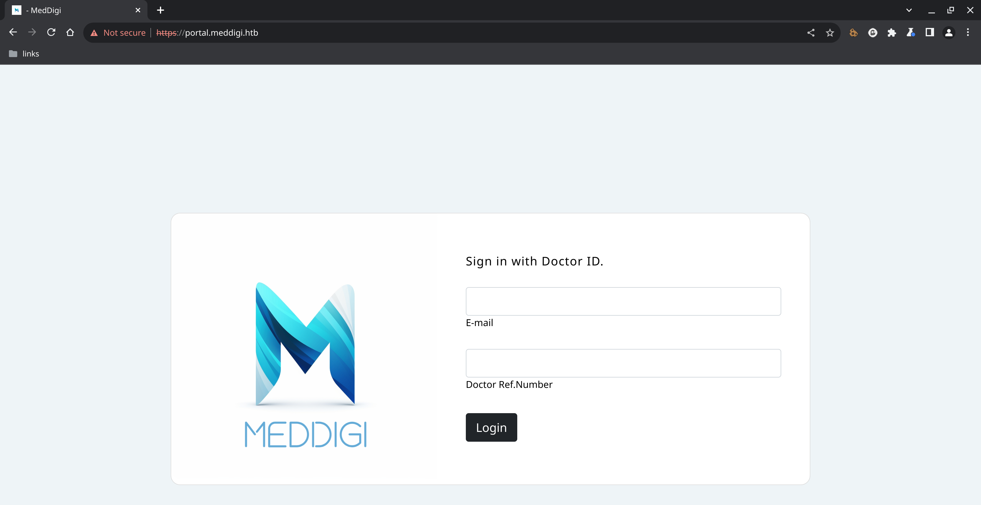 Главная страница сайта portal.meddigi.htb