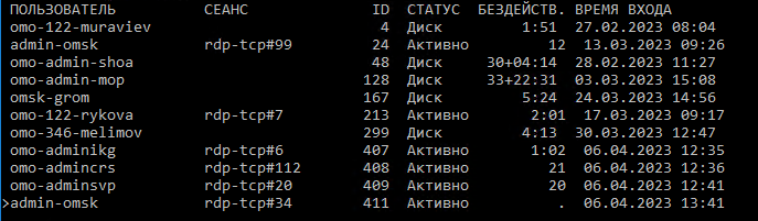Сессии на сервере OMO-TECH